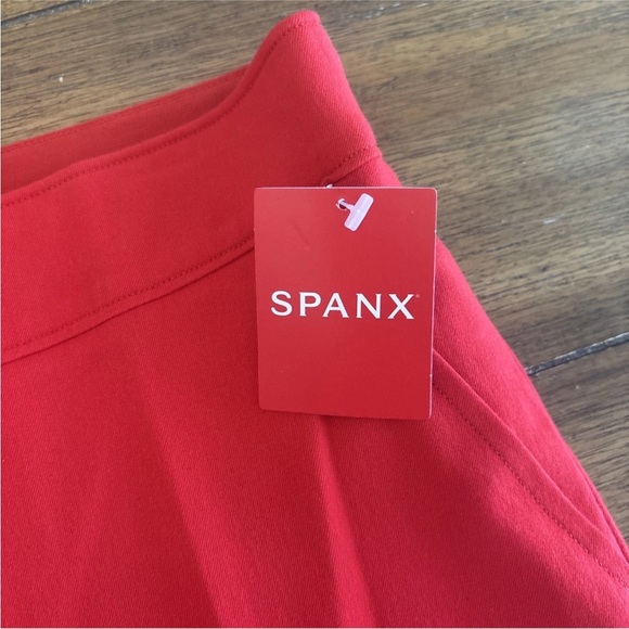 Spanx On The Go Ankle Slim Straight Pants True Red Stretch w Pockets Womens S - Picture 5 of 9